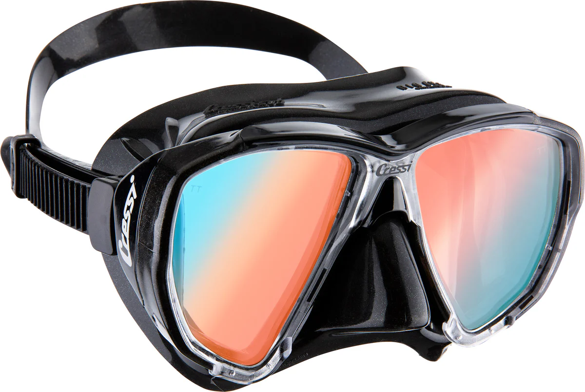 Cressi Big Eyes Mask Black Black UV 380 Blue Orange Lens