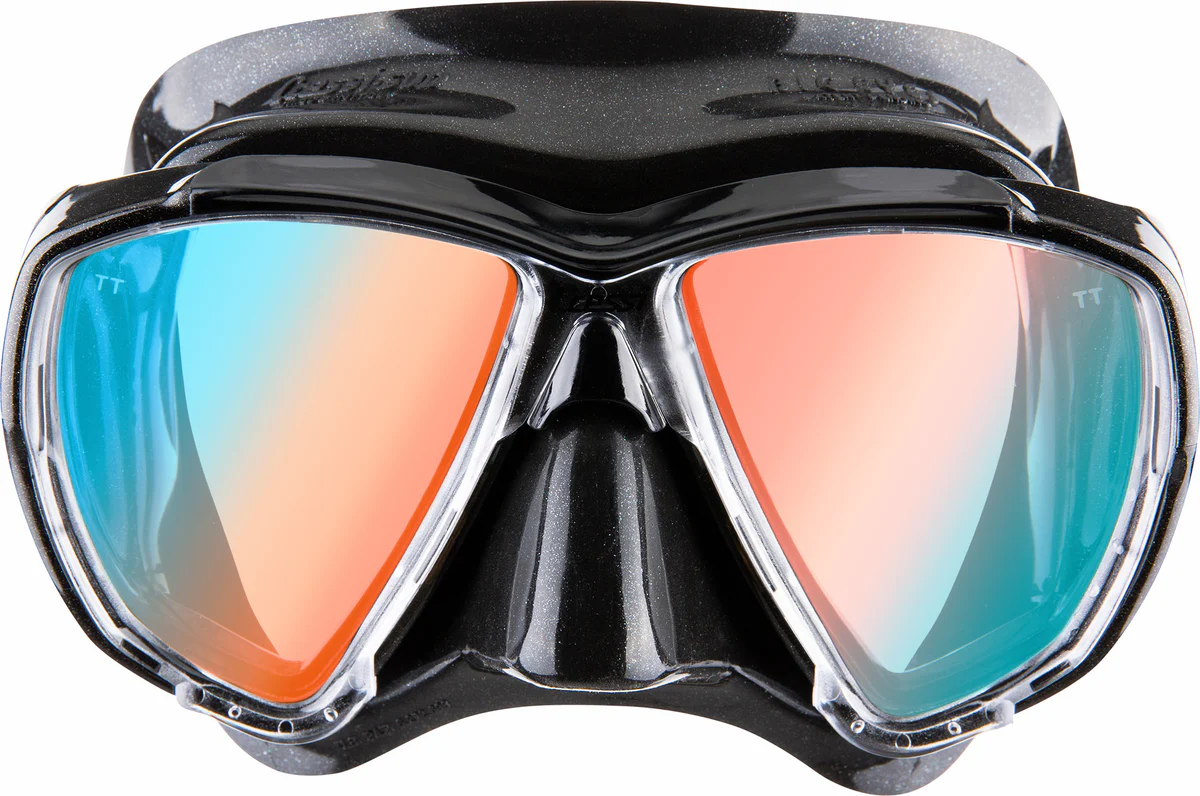 Cressi Big Eyes Mask Black Black UV 380 Blue Orange Lens