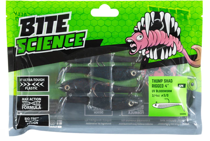Bite Science Thump Shad Rigged Paddle Tail Soft Plastic Lure 4 Inch