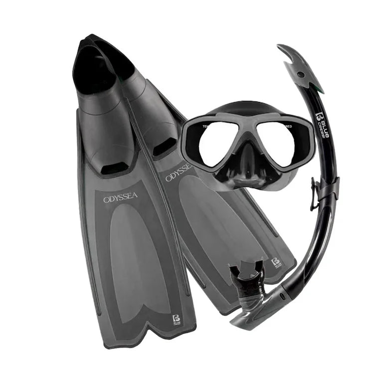 Cressi Odyssea Mask Snorkel Fin Set Graphite Black