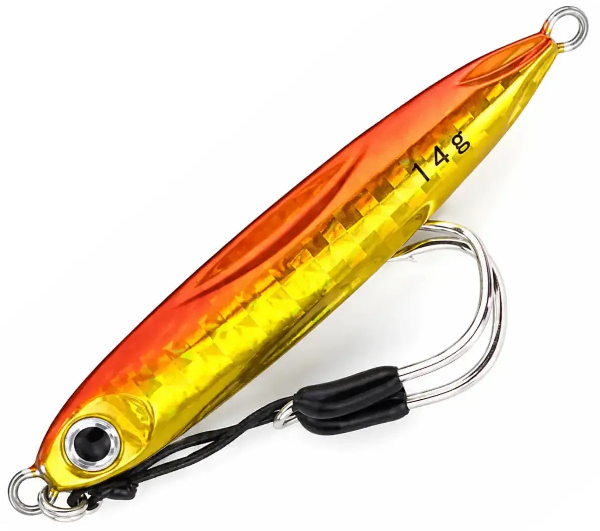 Todd Ignition Micro Jig in 04 Gold Red with twin assist hooks