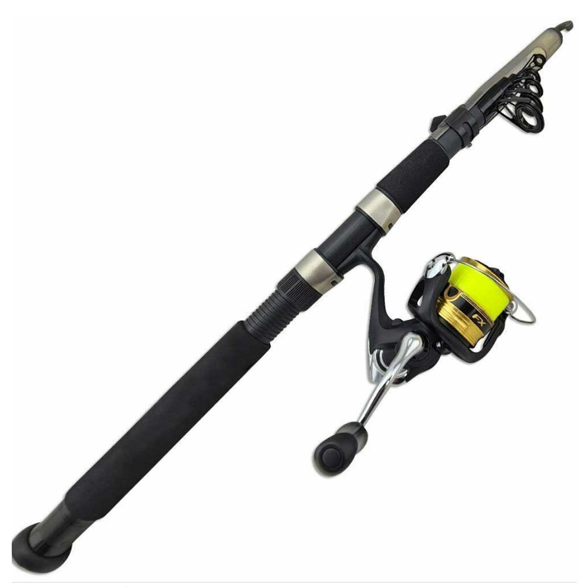 Shimano FX telescopic travel spin combo with FX4000 reel, rod collapsed