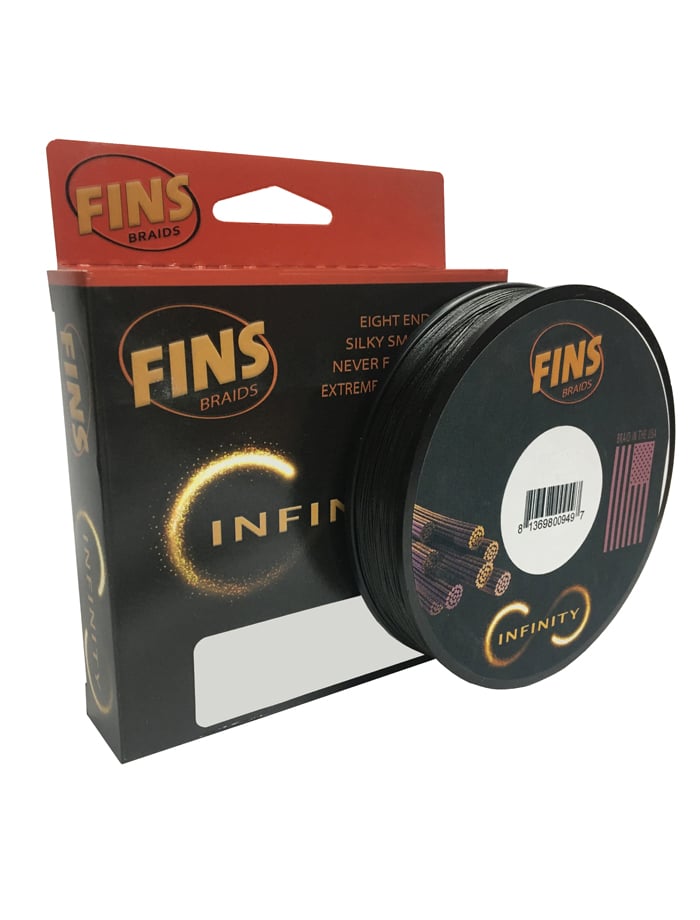 FINS Infinity Braided Fishing Line 20lb 150yds Black | Made in the USA |  Super Smooth 8-end Fishing Braid | Genuine FINS Braid