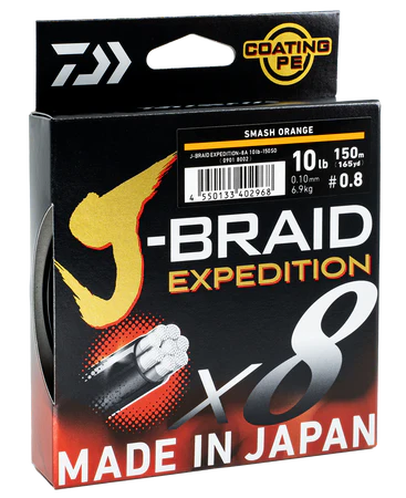 Daiwa J Braid Expedition X8 Braided Fishing Line Orange 150m