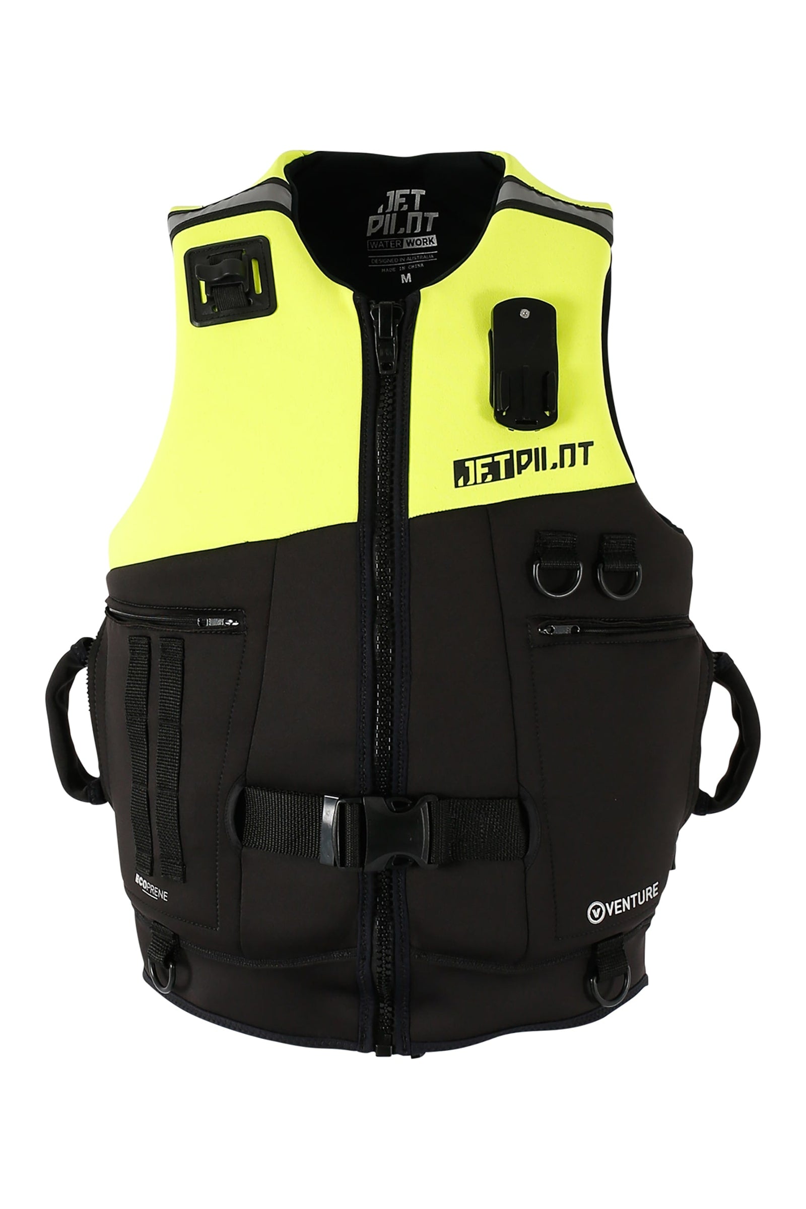 Jetpilot Venture Mens PFD life jacket yellow front view with grab handles
