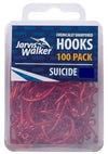 Jarvis Walker Red Suicide Beak Octopus Hook Bulk Value 100 Pack