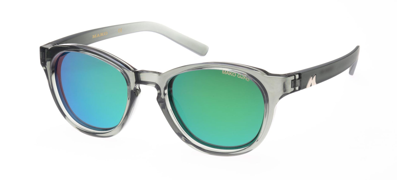 Mako Oceans Crystal Grey Frame Rose Green Mirror Lens Sunglasses