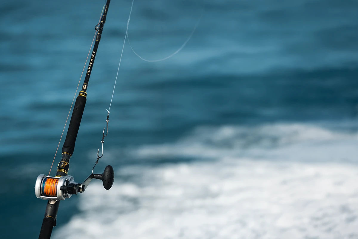 Penn Supremacy overhead rod and reel fishing over the wash