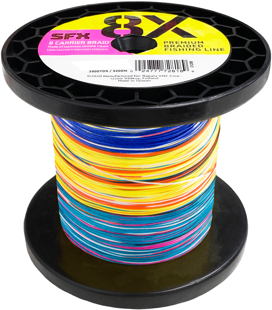 Sufix SFX X8 Braided Fishing Line Bulk Value Spool Multi Colour 3200m