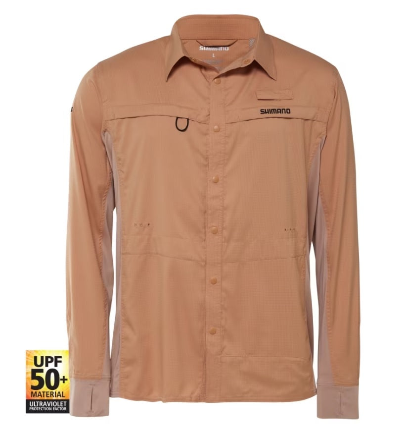 Shimano Pro Stretch Vented Fishing Shirt Burnt Orange 23