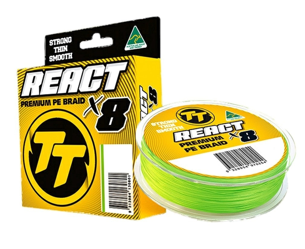 Tackle Tactics TT React X8 Green Braided Fishing Line 400m