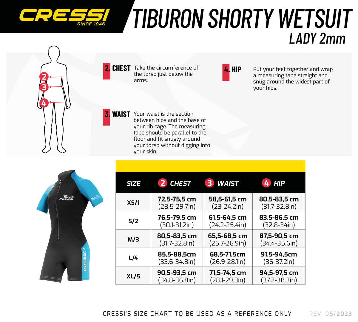 Cressi Tiburon Lady Short Sleeve Shorty 2mm Wetsuit Black Aquamarine