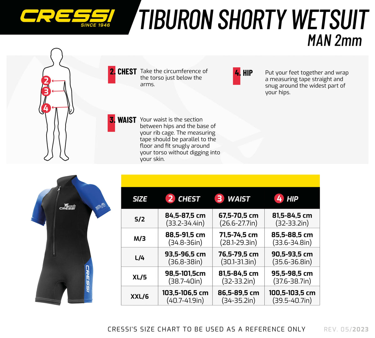 Cressi Med X Man SS Shorty Wetsuit 2.5mm Black Blue