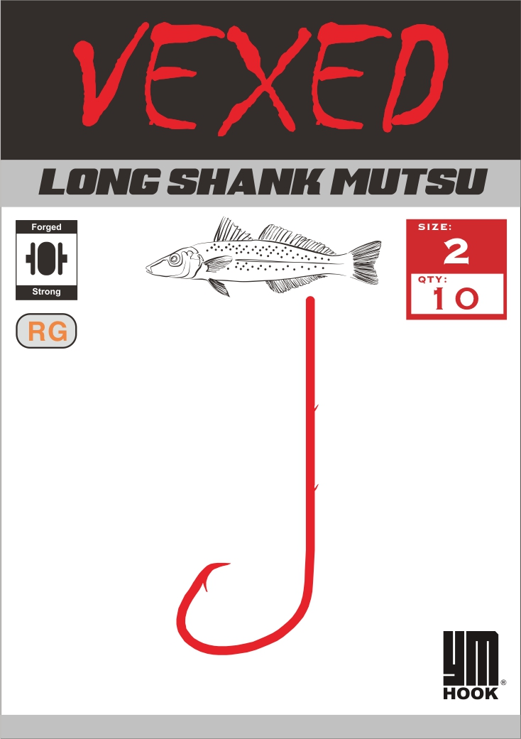 Vexed YM Long Shank Mutsu Circle hook packet, size 2, 10 per pack
