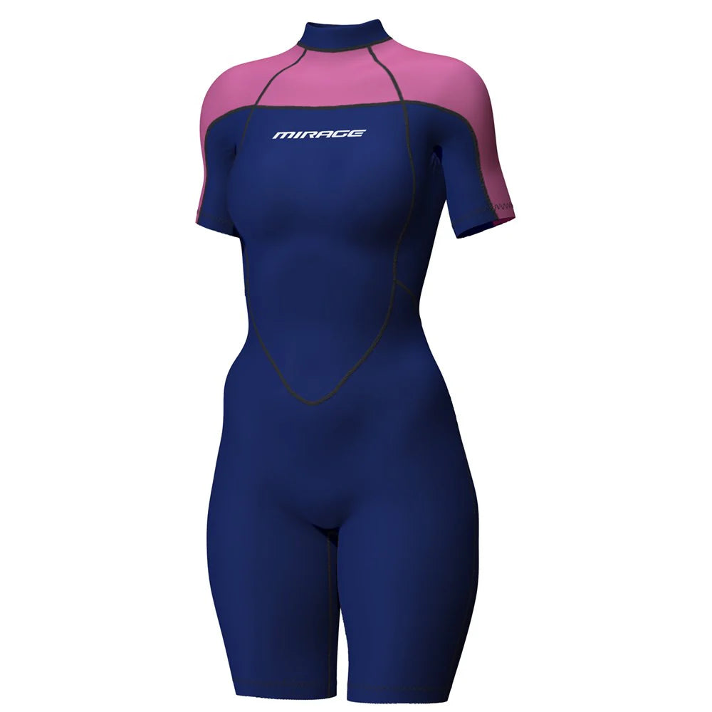 Mirage Womens 2mm Springsuit Wetsuit Pink Navy