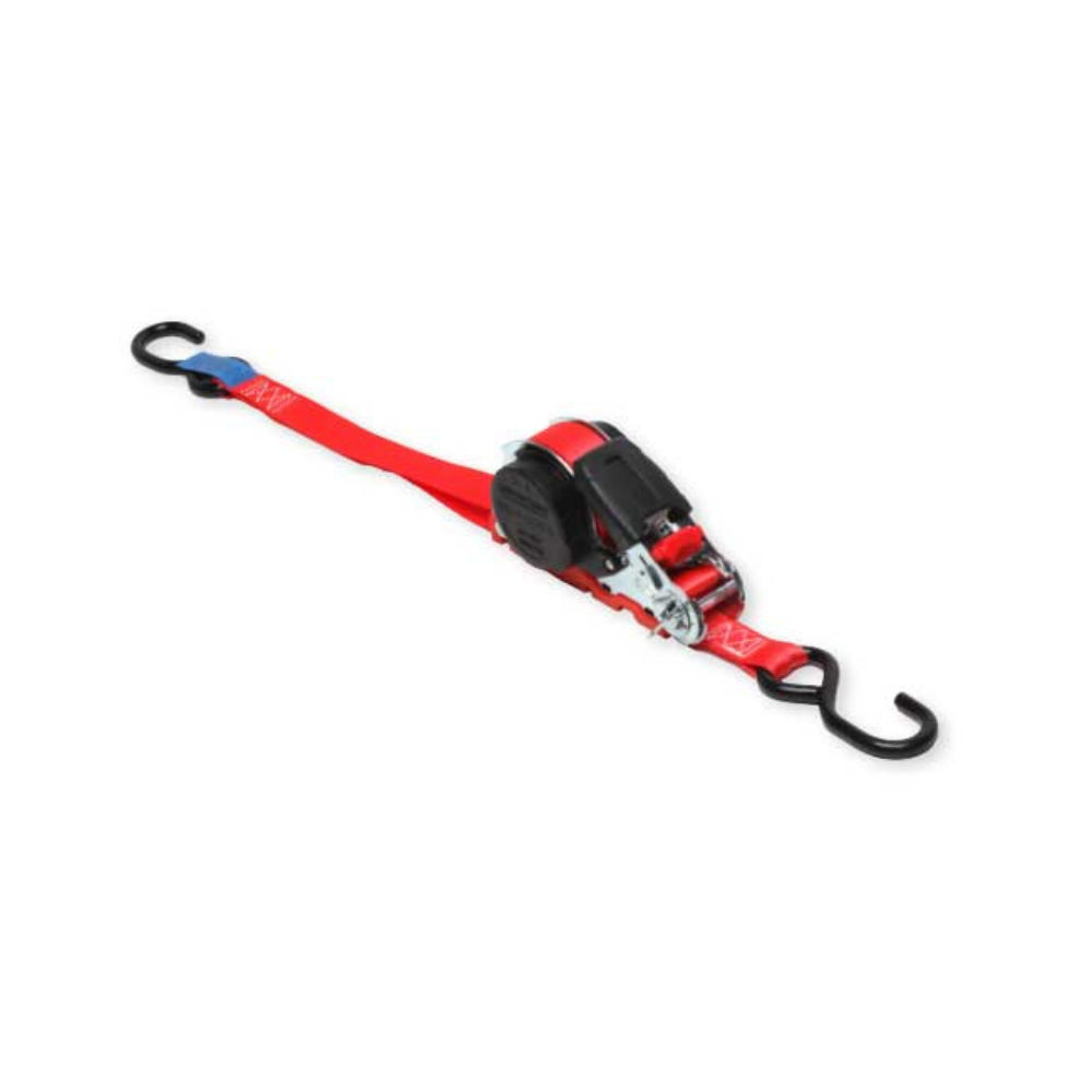 Camp Pro Retractable Ratchet Tie Down 1in Red Self Lock