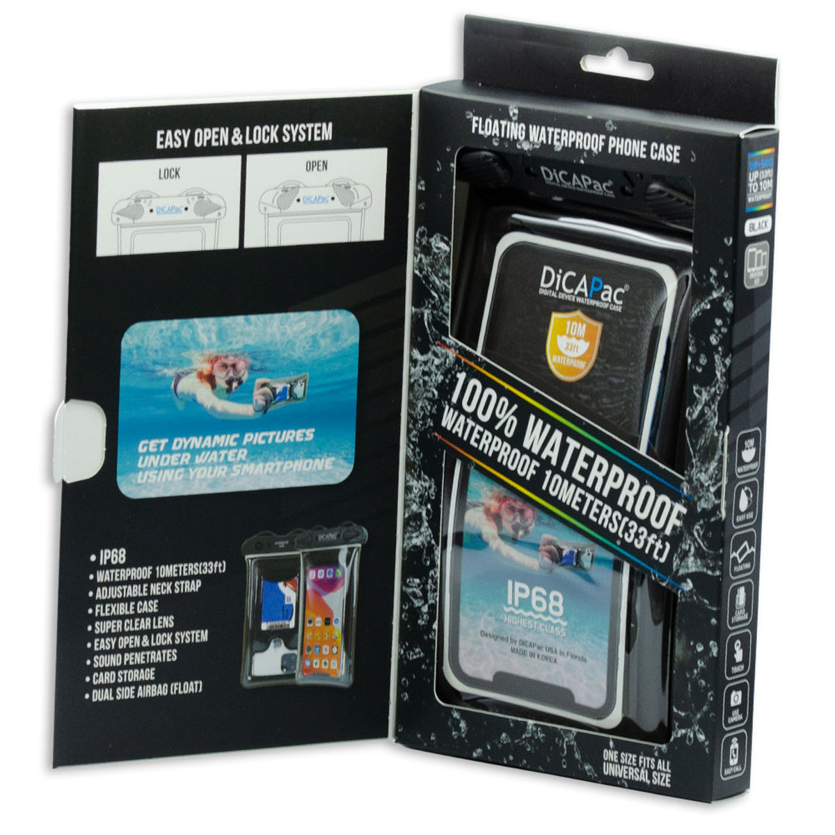 DiCAPac Waterproof Phone Case Black