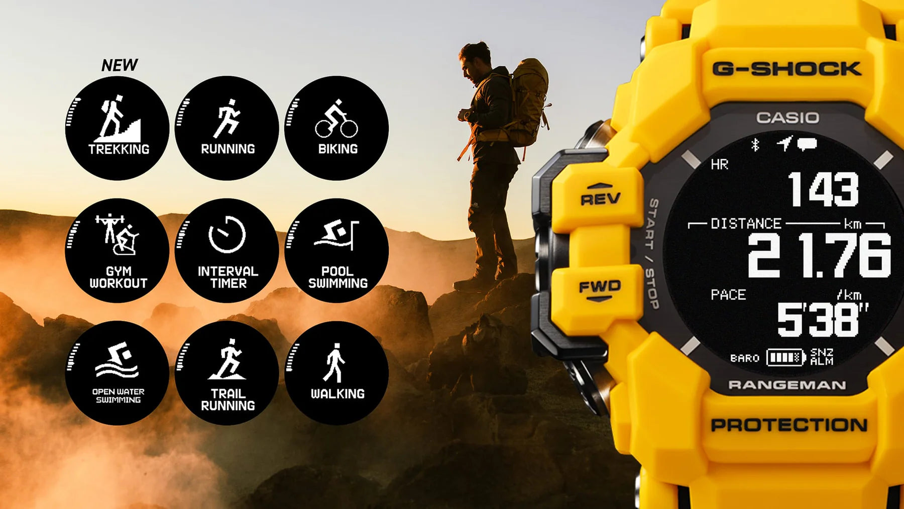 Casio G-Shock Master of G Rangeman GPS Solar Watch Yellow