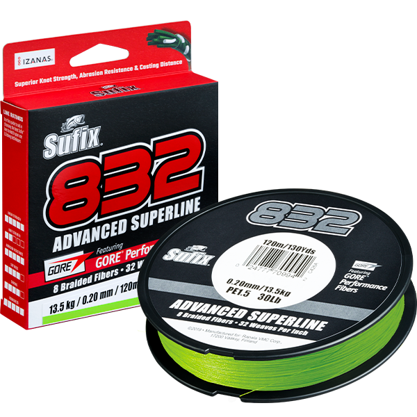 Sufix 832 Braided Fishing Line Neon Lime 300yds