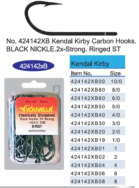 Youvella Kendal Kirby 424142XB hook pattern and size chart