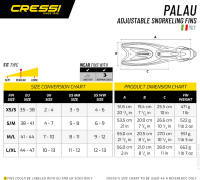 Cressi Palau Adjustable Fin Black Yellow