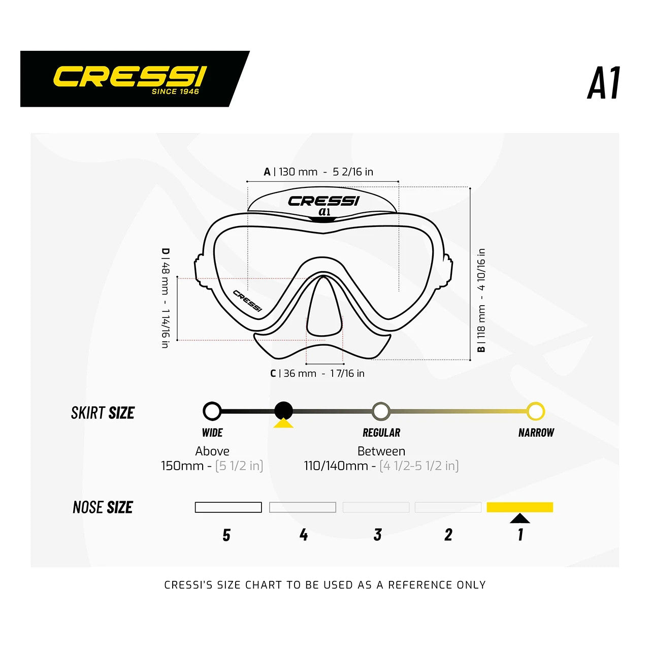 Cressi A1 Anti Fog Epsilon Mask Snorkel Dive Set