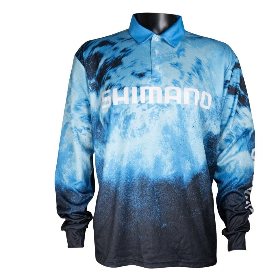 Shimano Technical Fishing Jersey Shirt Water Camo