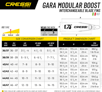 Cressi Gara Modular Boost Green Free Dive Fins