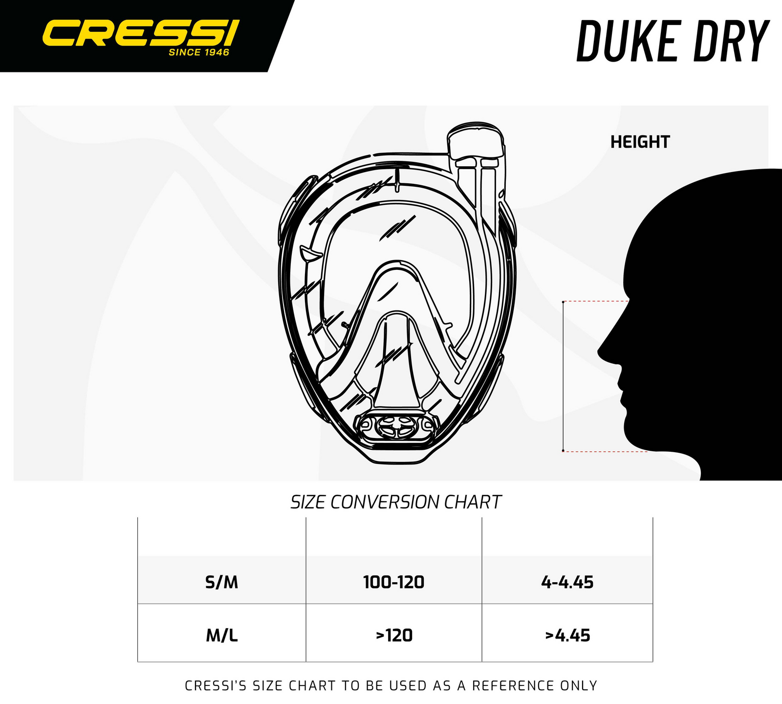Cressi Duke Full Face Snorkel Mask Small Medium