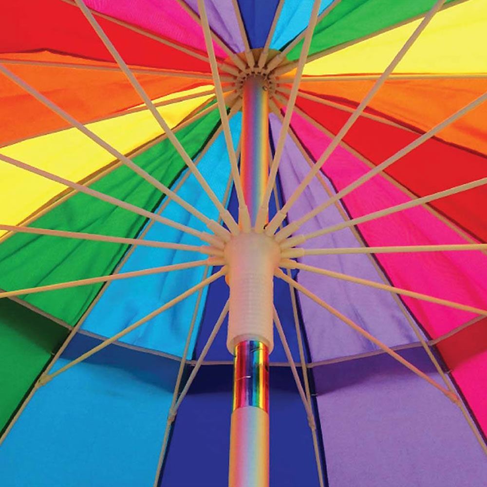 Beachkit Rainbow 240cm Premium Beach Umbrella with Sand Auger - 10107RB