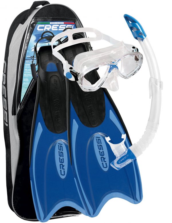 Cressi Palau Marea Adjustable Fin Mask Snorkel Set Kit Pack