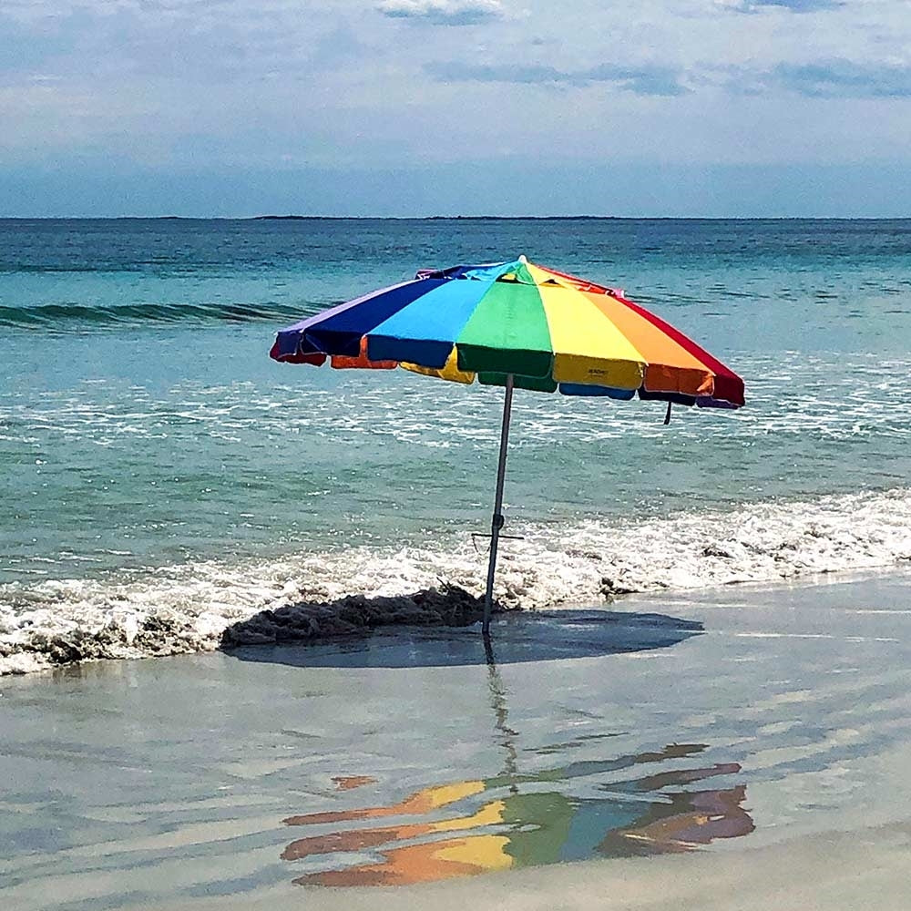 Beachkit Rainbow 240cm Premium Beach Umbrella with Sand Auger - 10107RB