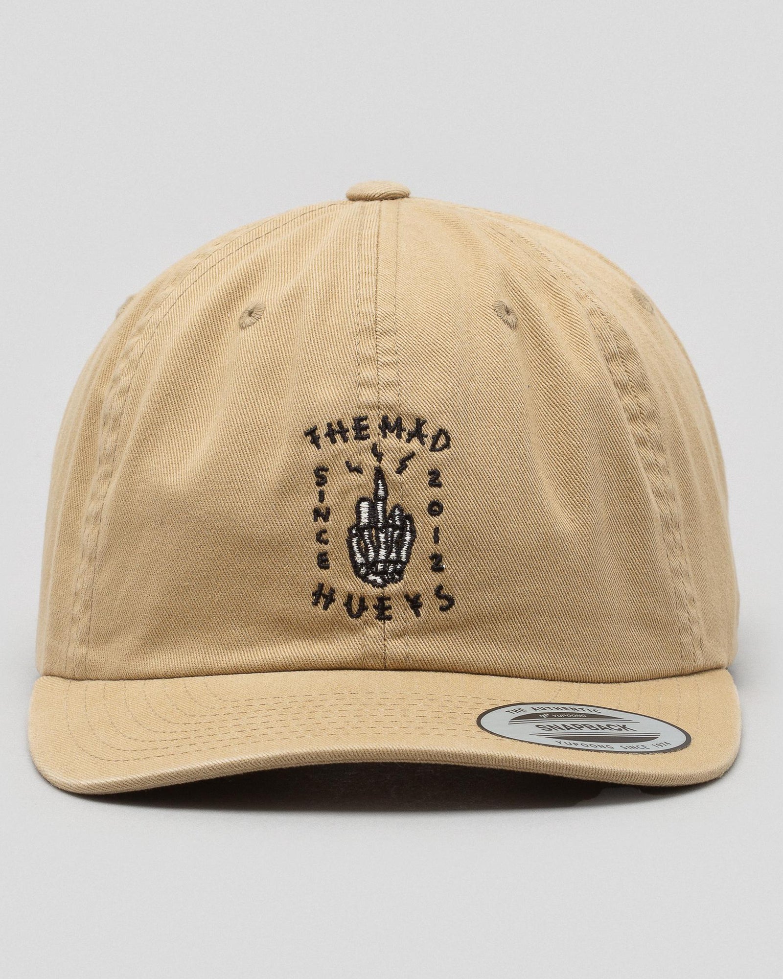 The Mad Hueys Let Us Live Twill Snapback Cap Hat Tan