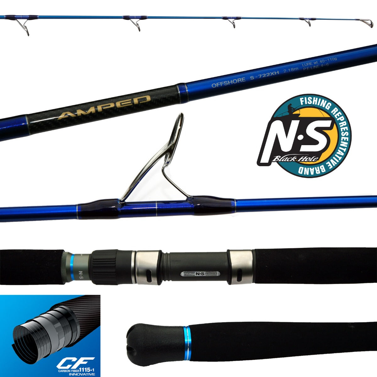NS Black Hole AMPED Offshore Spin Rod - S-722XH