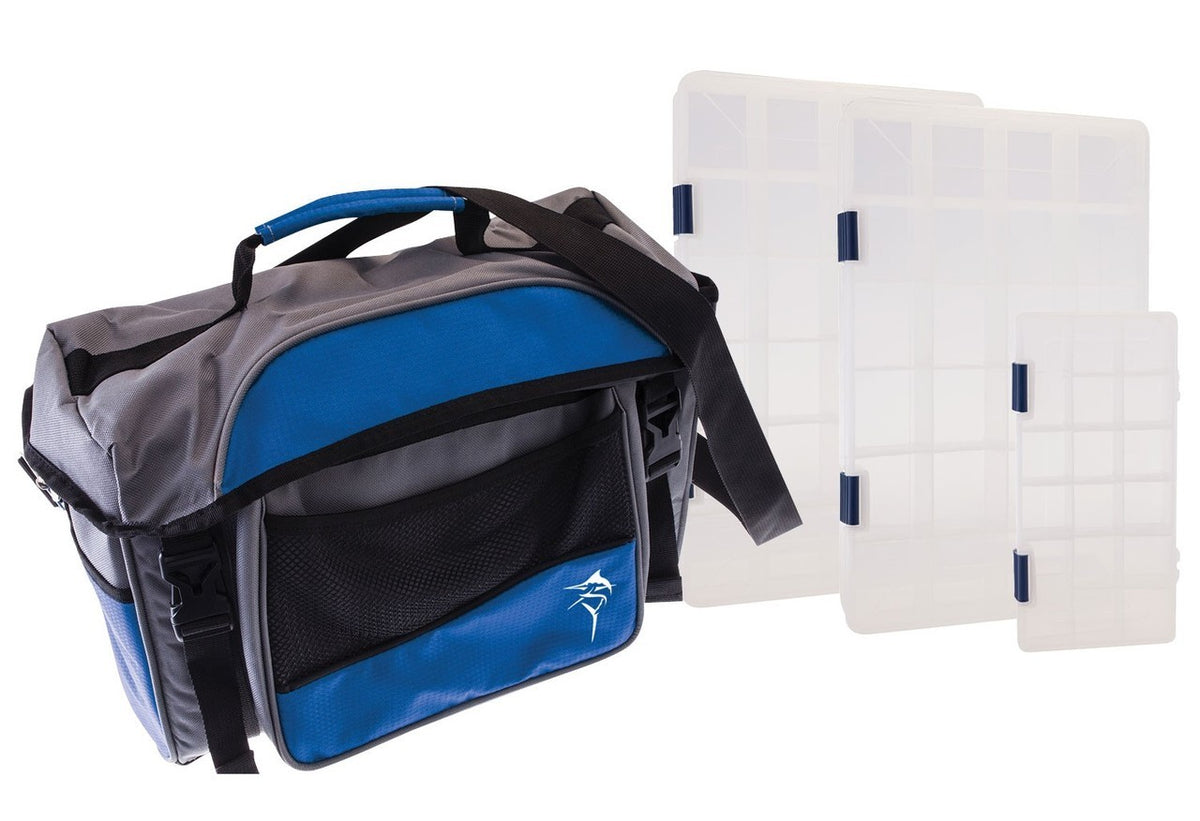 Jarvis Walker Medium Lure Bag with 3 Tackle Trays - Blue Grey