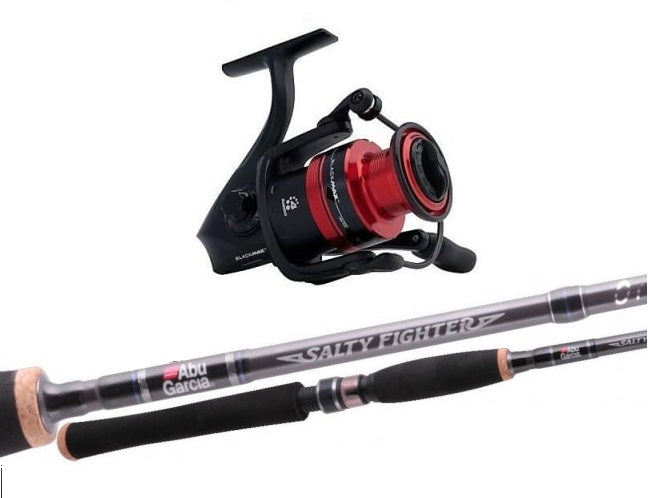 Abu Garcia Salty Fighter Rod and Black Max Reel Spinning Combo - Fully Spooled with Braid