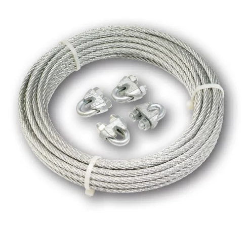 Ark 760247 Galvinised Trailer Brake Cable 12m with Clamps