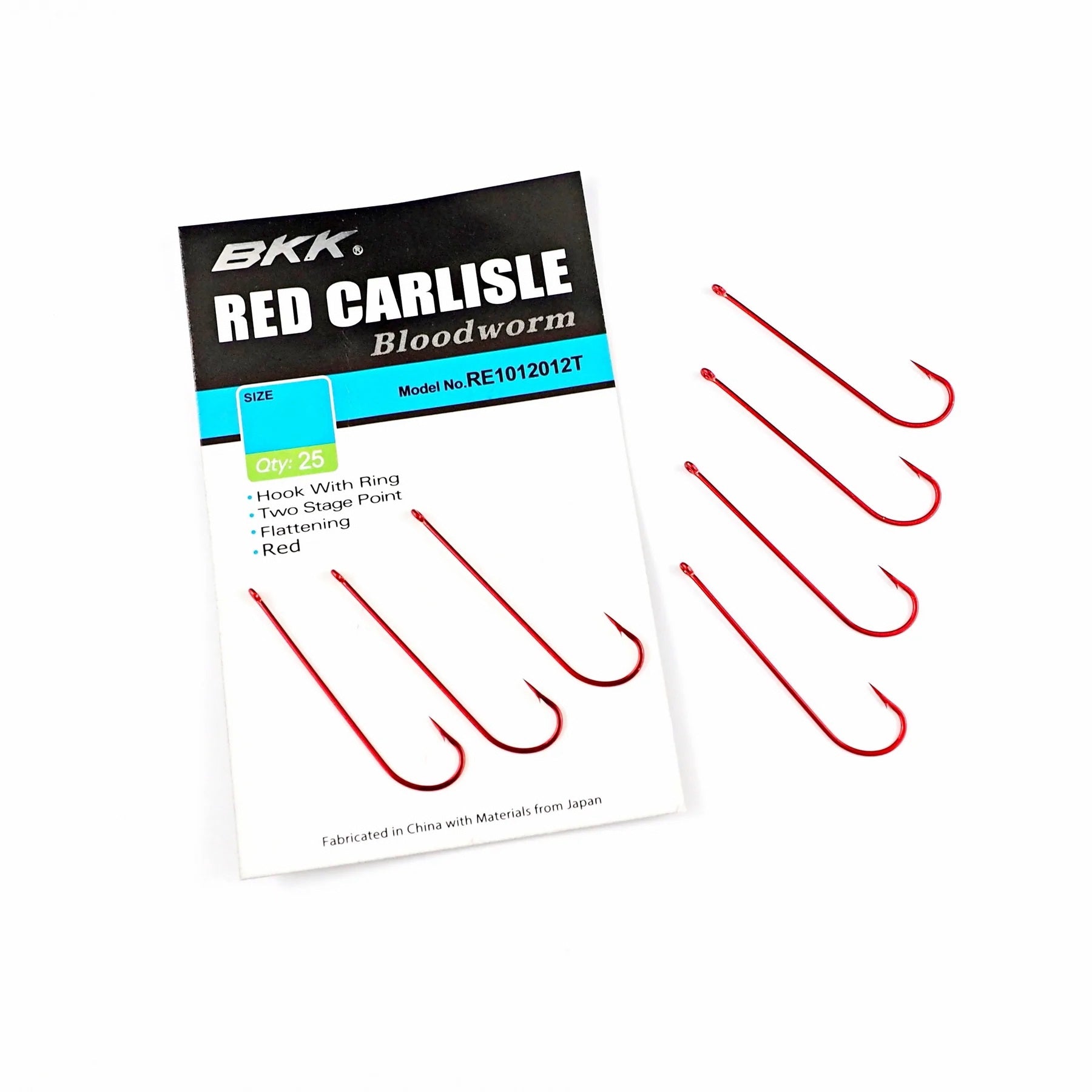 BKK Red Carlise Long Shank Bloodworm Hook Bulk Value Pack