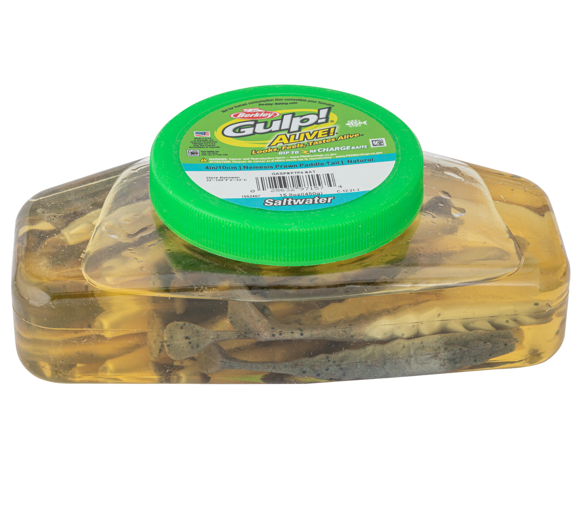 Berkley Gulp Alive Bulk Value Tub Nemesis Prawn Paddle Tail 4 inch Soft Plastic Lure