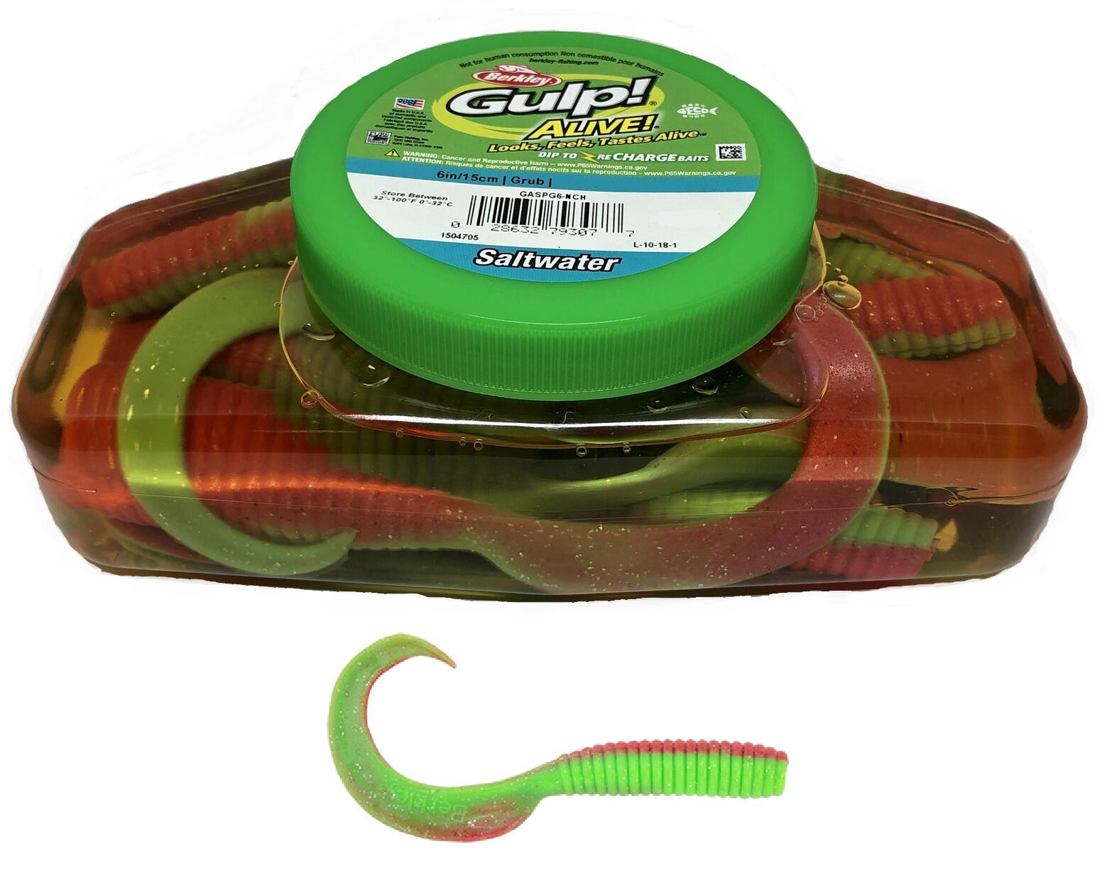 Berkley Gulp Alive 6 inch Grub Soft Plastic Lure Bulk Tub