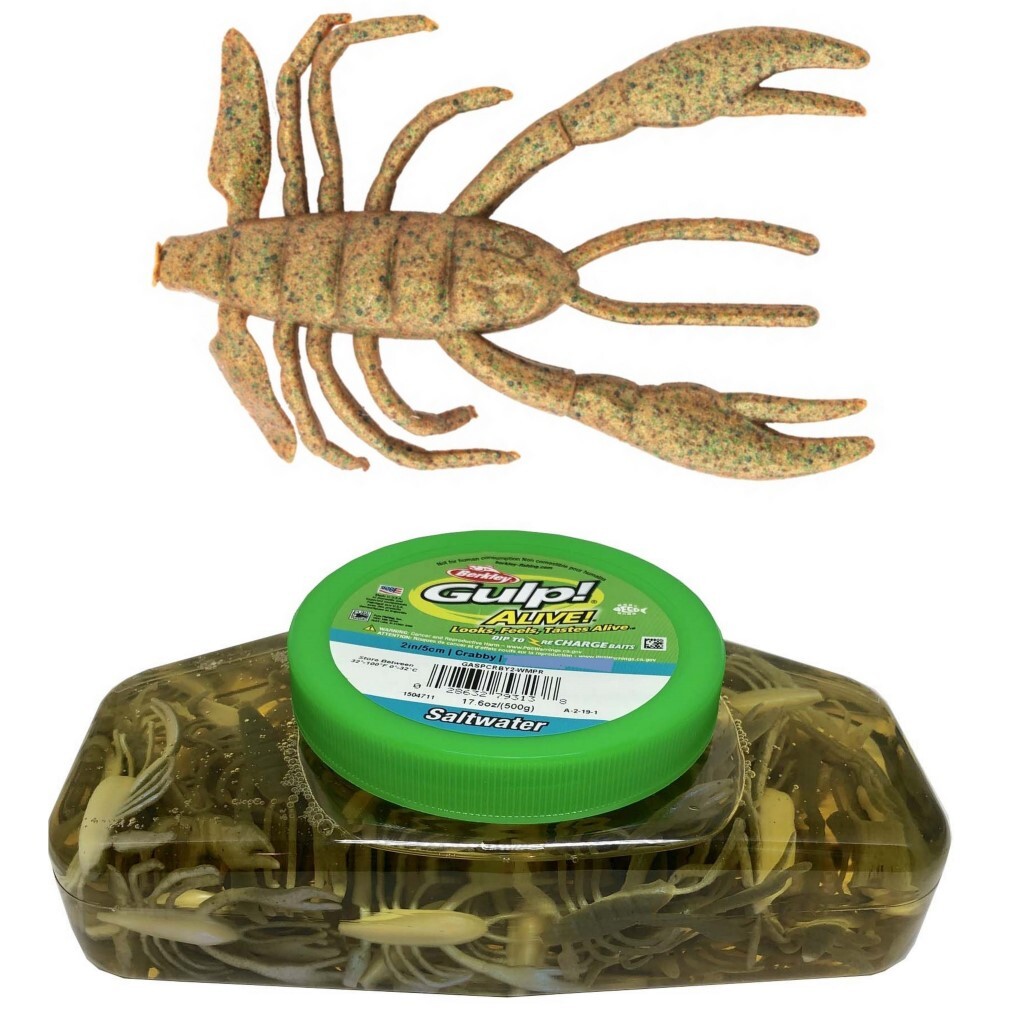 berkley crab fishing Berkley Gulp Alive Crabby 2 Inch Soft Plastic Crab Lure Bulk Value Tub