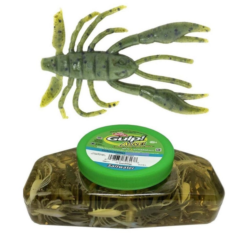 Berkley Gulp Alive Crabby 2 Inch Soft Plastic Crab Lure Bulk Value Tub
