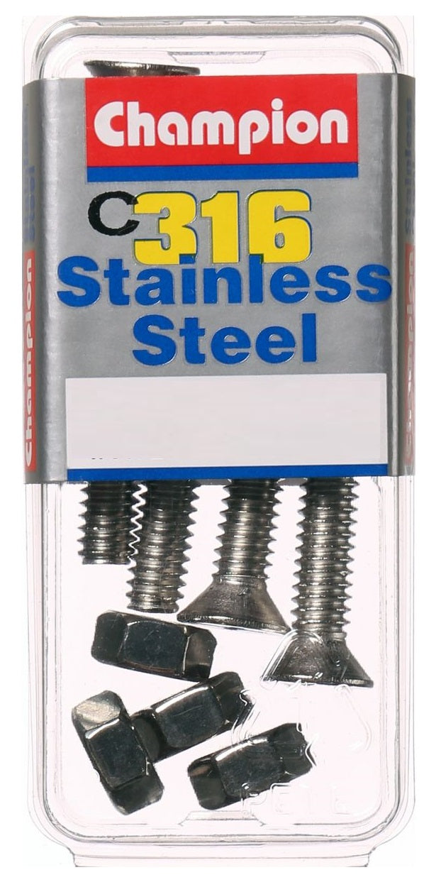 Champion Stainless Steel 316 Countersunk Screws - 3/16 inch