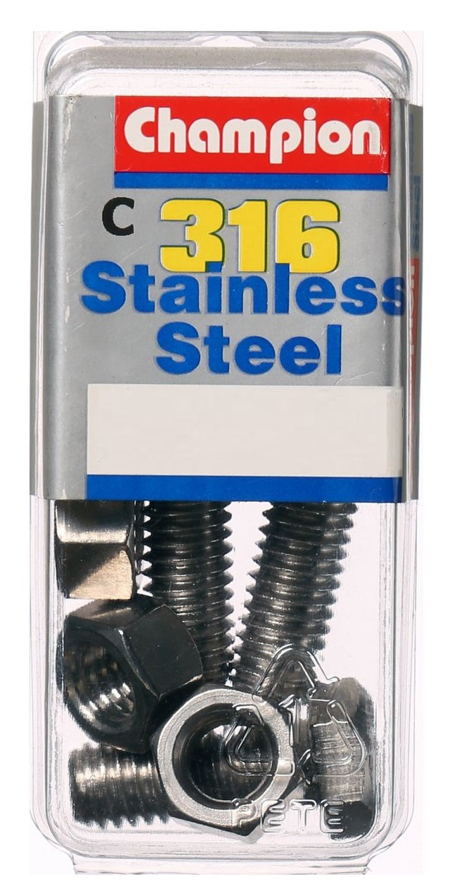 Champion Stainless Steel 316 Hex Head Screws Set