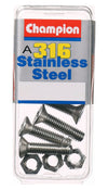 Champion Stainless Steel 316 Machine Countersunk Screw and Nut - 6mm