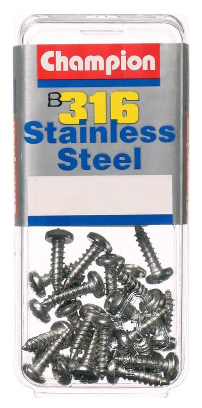 Champion Stainless Steel 316 Self-Tapping Screws Pan Head - 6G