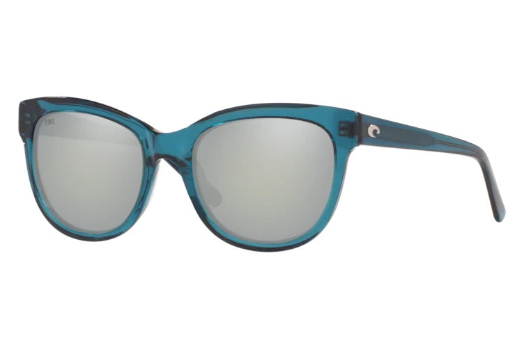 Costa Bimini Teal Crystal Frame Polarised Sunglasses - Silver Mirror 580G