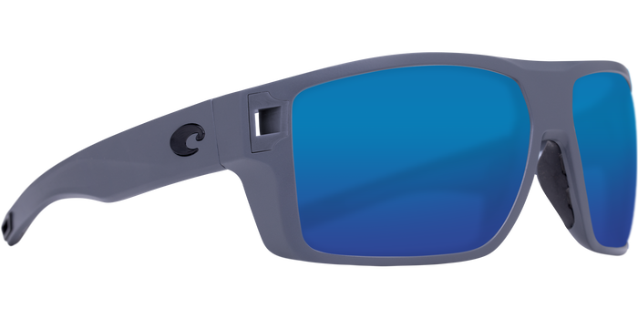 Costa Del Mar Diego Matt Grey Frame Polarised Sunglasses - Grey Blue Mirror 580G