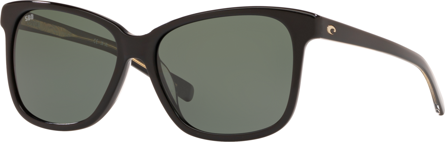 Costa Del Mar May Shiny Black Frame Gray Glass 580G Lens Polarised Performance Sunglasses - Mega Clearance