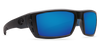 Costa Del Mar Rafael Matt Black Frame Polarised Sunglasses - Blue Mirror 580G